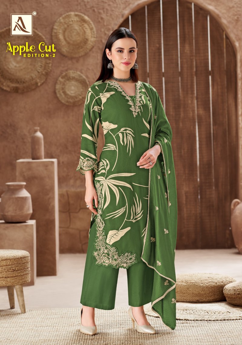 Apple Cut Edition 2 By Alok Suit Viscose Rayon Foil Printed Dress Material 